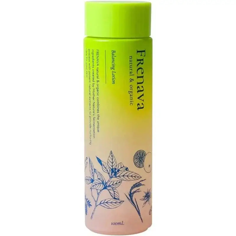 Frenava Balancing Lotion with organic ingredients and Kuromoji aroma in bottle.