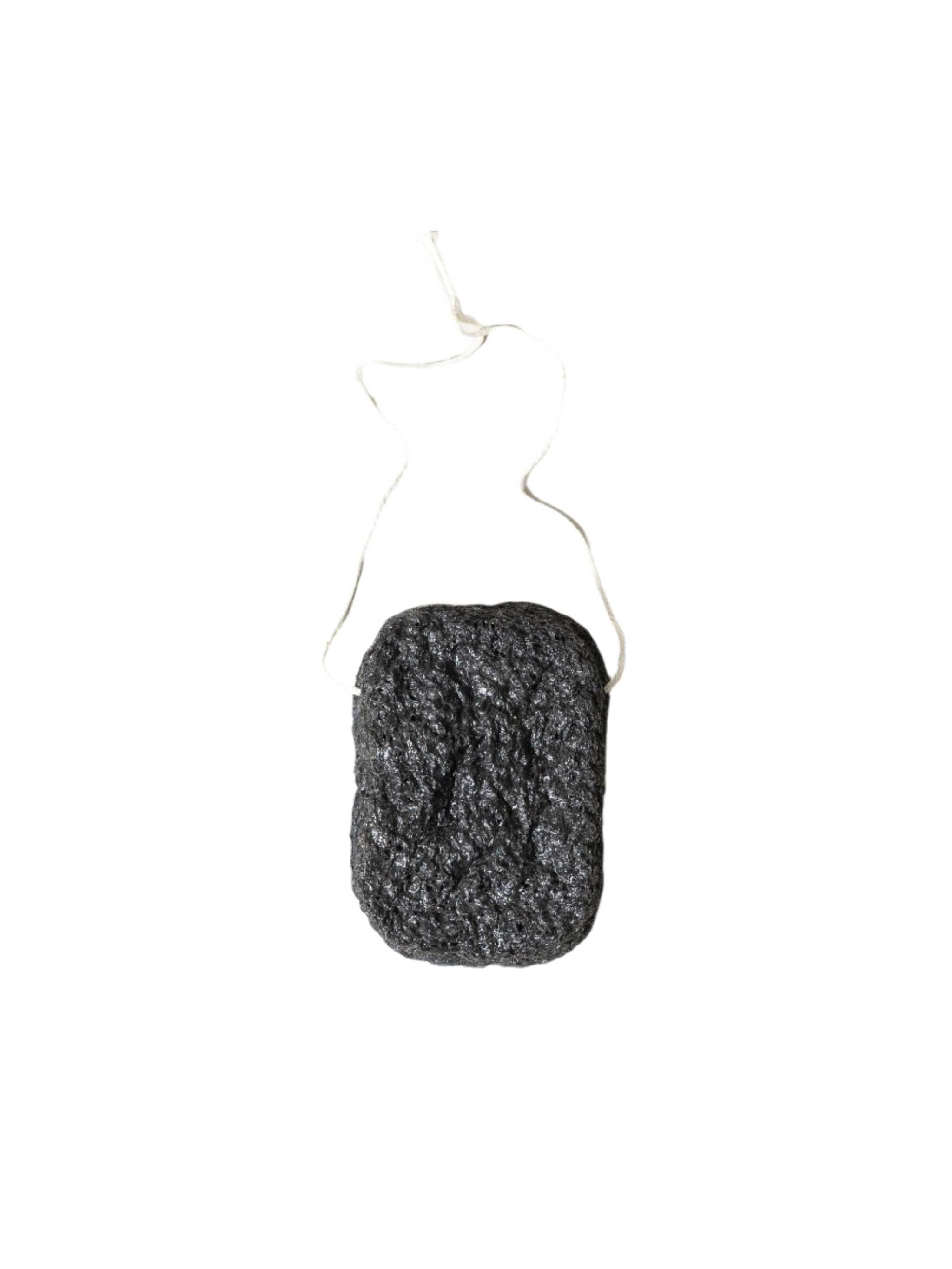 Binchotan Charcoal Facial Puff made from konjac root fibers for gentle exfoliation.