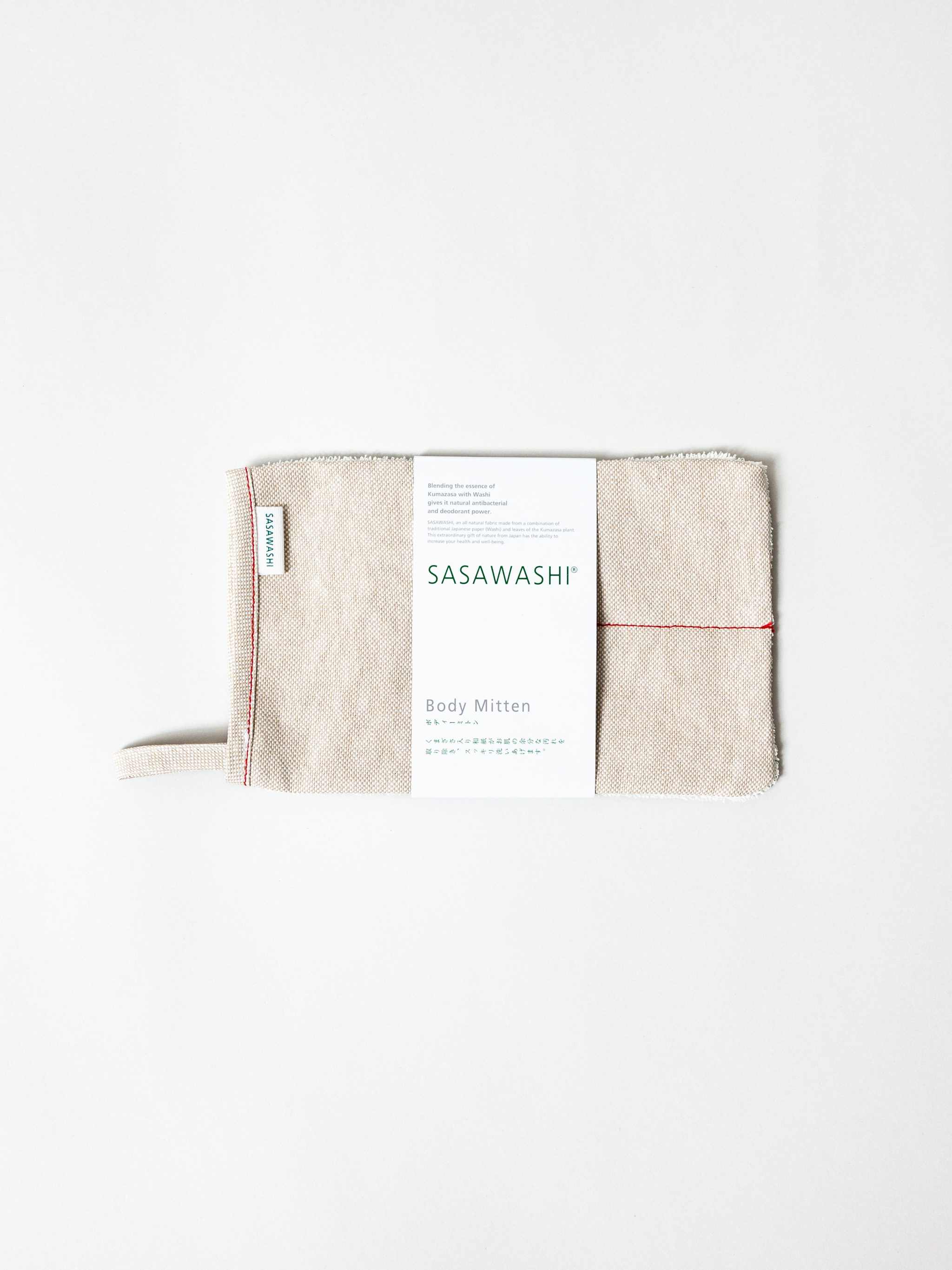 Sasawashi Deep Exfoliating Body Scrub Mitt for invigorating skin care routine.