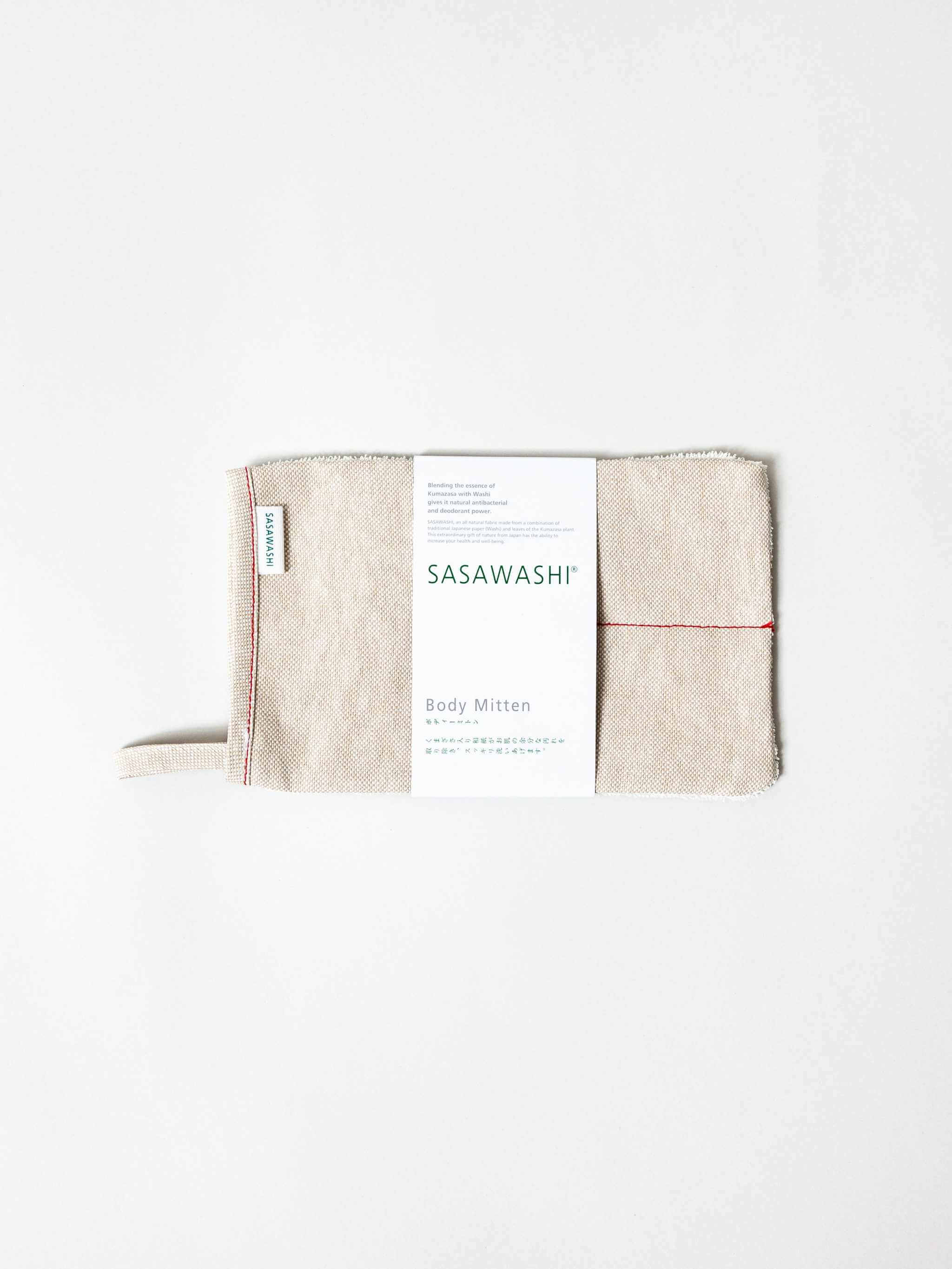 Sasawashi Deep Exfoliating Body Scrub Mitt for invigorating skin care routine.