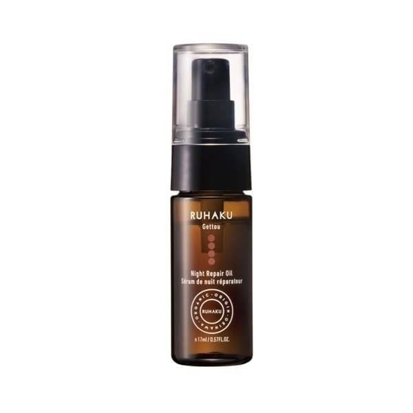 Overnight face oil bottle with healing gettou essence for skin regeneration.