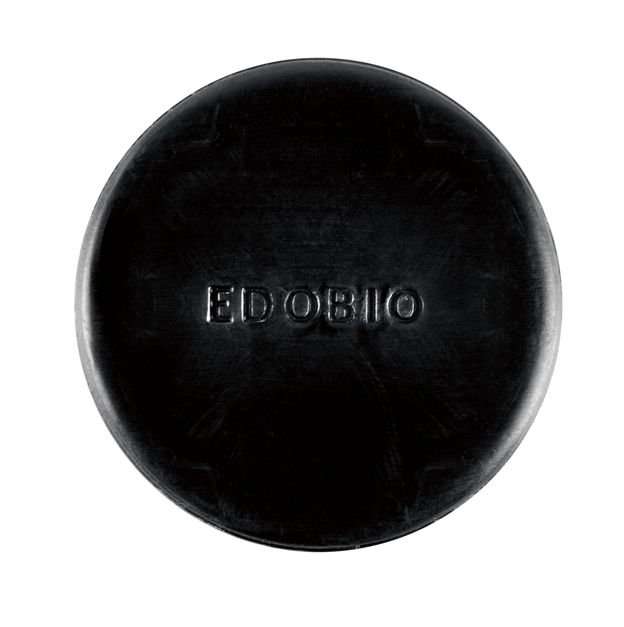 edobio Vegan Black Soap with charcoal, lactic acid bacteria, and bamboo powder for pore cleansing.