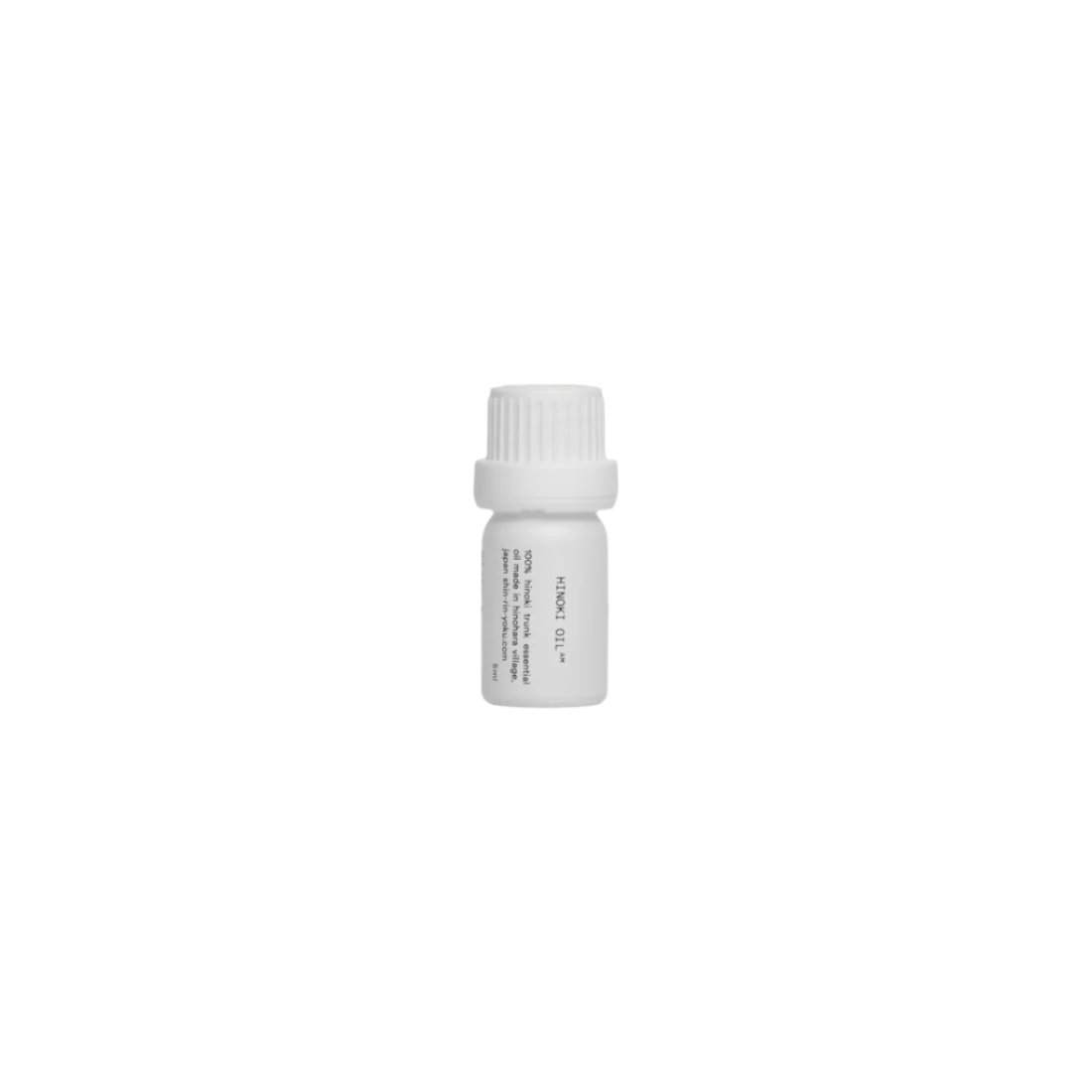Shin Rin Yoku Essential Oil AM bottle featuring Hinoki trunk oil from Hinohata Village, Tokyo.