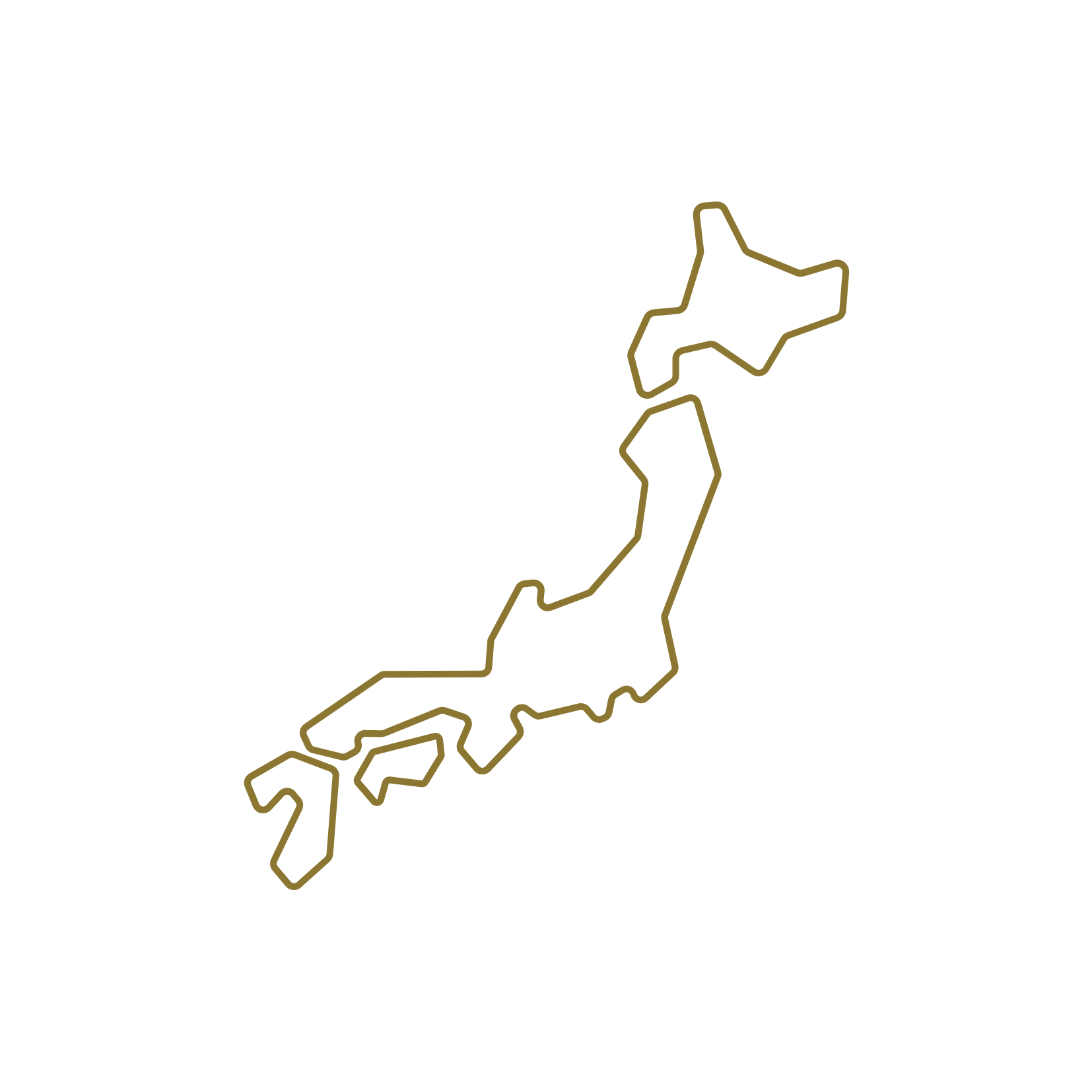 Outline of Japan, symbolizing the inspiration behind Sowaka's products and the connection to Japanese beauty traditions.
