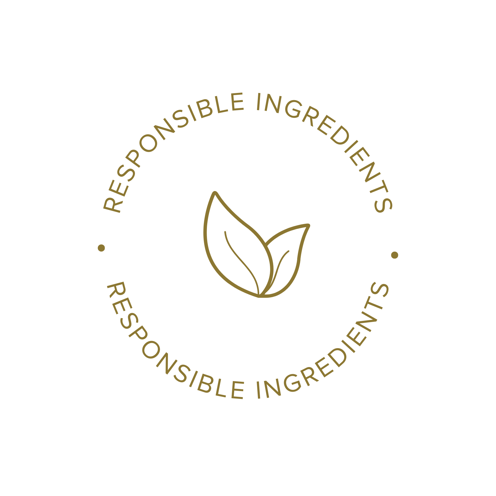 Responsible Ingredients logo featuring a leaf symbol, representing the use of ethically sourced and sustainable ingredients.
