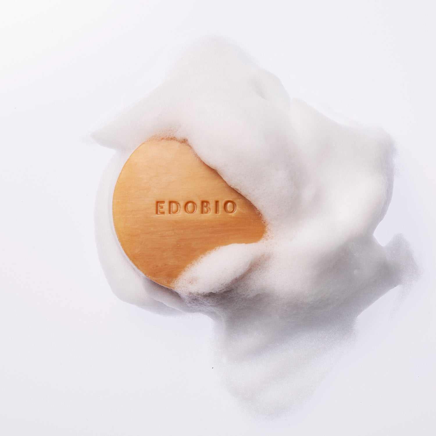 Edobio Moisturizing Souffle Soap Mini with rich foam, ideal for sensitive skin, made in Japan.