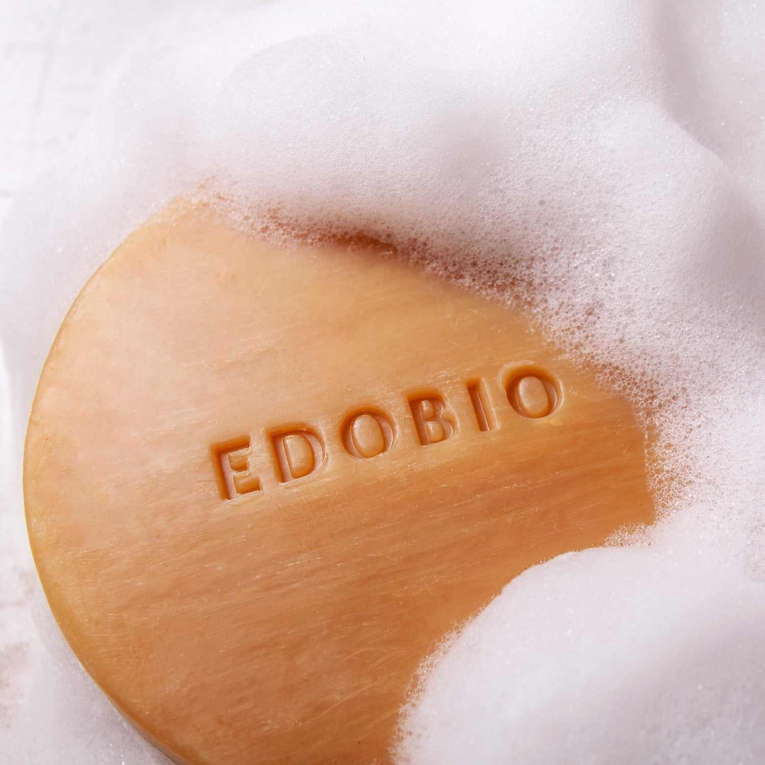 Edobio Masu Moisturizing Souffle Soap with foam, showcasing Japanese craftsmanship.