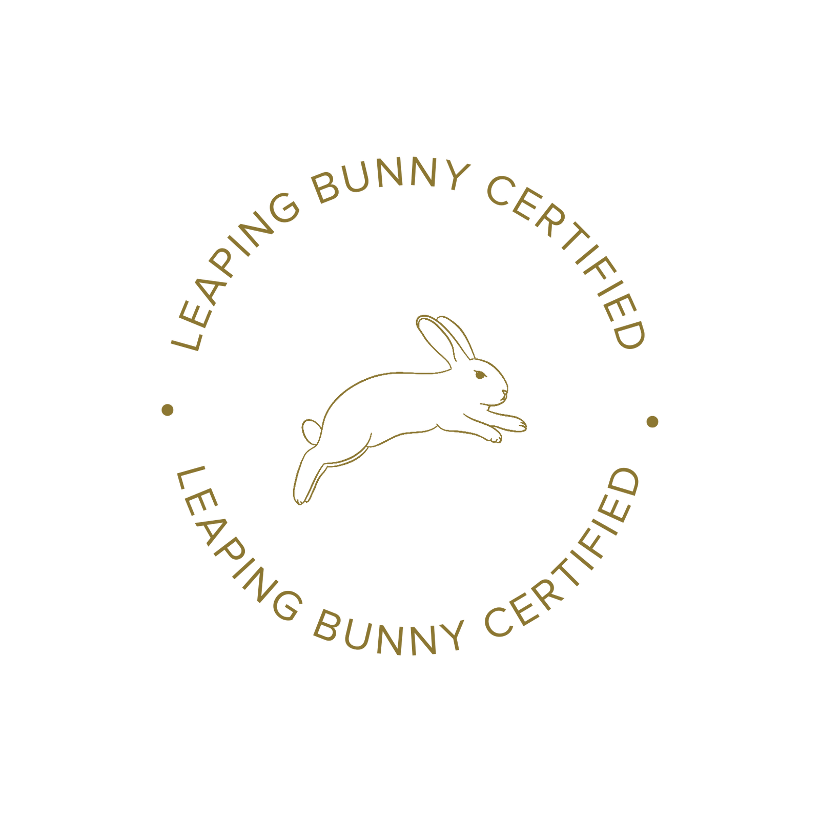 Leaping Bunny Certified logo, featuring a leaping rabbit, symbolizing cruelty-free certification for products.