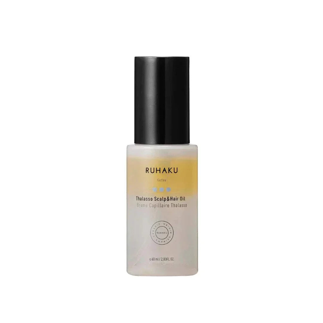 Thalasso Scalp & Hair Oil bottle with aloe vera and organic essences for scalp health.